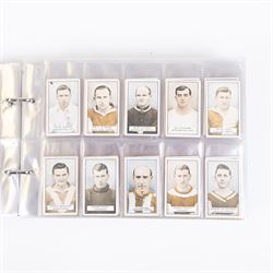 Collection of Edwardian and later Football related trading and cigarette cards, including forty-nine of fifty 1906 Ogden's Football Club Colours, 1922 PALS Footall series, ninety of one hundred 1925 Gallaher Famous Footballers, complete set of forty-four 1926 Ogden's Captains of Association Football Clubs and Colours, complete set of fifty 1927 Players Football Caricatures by MAC,  complete set of fifty 1927 Players Football Caricatures by RIP,  complete set of fifty 1930 Players Association Cup Winners, complete set of 50 1933 Ogdens AFC Nicknames etc, housed in brown cigarette card album