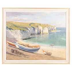 Walter Goodin (British 1907-1992): North Landing Flamborough, oil on board signed 60cm x 74.5cm