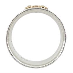 Tiffany & Co silver and 18ct gold keyhole heart lock ring, stamped Tiffany & Co, 925 750