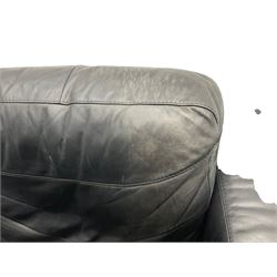 David Paine - 'Tennyson' three seat sofa, upholstered in soft black leather