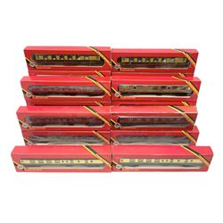 Hornby '00' gauge - fourteen passenger coaches including LMS, Pullman, Great Western, teak finish etc; all boxed (14)