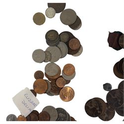 Great British and World coins, including Queen Victoria 1888 silver florin, William III fourpence, copper pennies, etc, in a biscuit tin