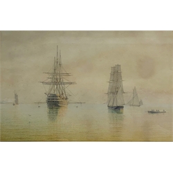 	William Frederick Settle (British 1821-1897): Sailing Vessels at Anchor, pair of watercolours unsigned 21cm x 32cm (2)