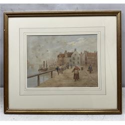 John C Syer (British 1844-1912): Haymaking above Sandsend, watercolour signed 30cm x 48cm; Kate E Booth (British fl.1850-1898): 'On the Staith - Whitby', watercolour signed and titled 25cm x 33cm (2)