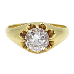  Gold round brilliant cut single stone diamond ring, stamped 18ct, diamond approx 1.90 carat  
