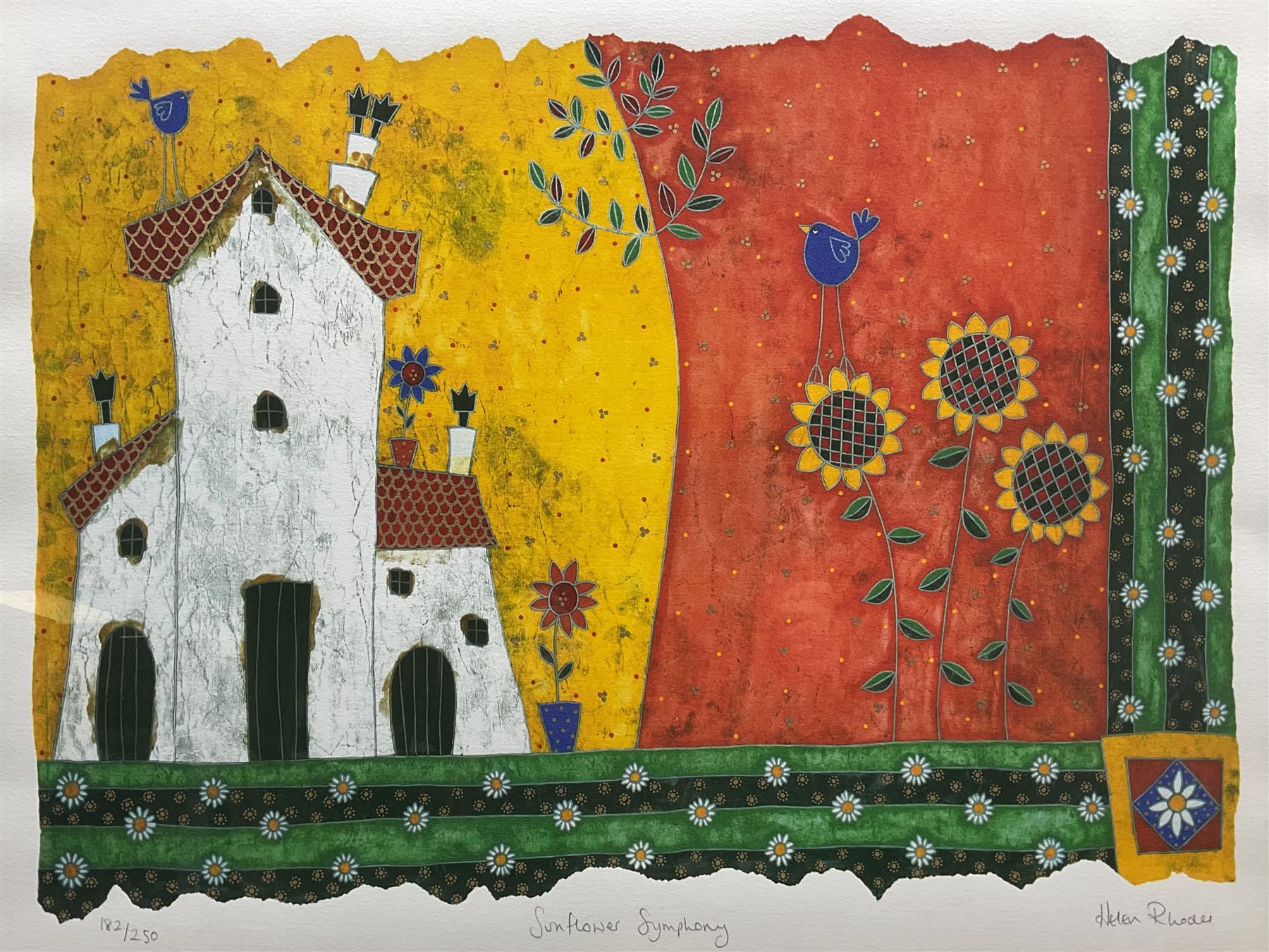 Helen Rhodes (British 1970-): 'Sunflower Symphony', limited edition colour giclee print signed titled and numbered 182/250 in pencil 50cm x 66cm