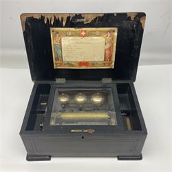 Swiss - Three 19th-century cylinder music boxes suitable for spares or repair.