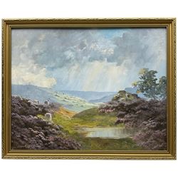 Lewis Creighton (British 1918-1996): Sunlight Through the Clouds - Moorland Landscape, oil on board signed 39cm x 50cm