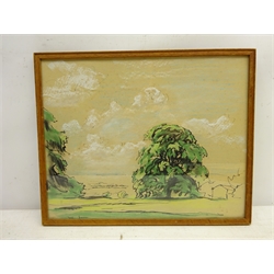  Fred Lawson (British 1888-1968): Trees in Landscape, pen and watercolour heightened in white signed 26cm x 32cm  DDS - Artist's resale rights may apply to this lot    