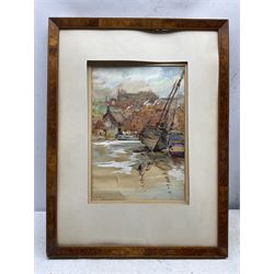 Alfred George Morgan (British 1848-1930): Boat in Whitby Harbour at Low Tide, watercolour signed 33cm x 23cm