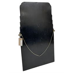 Early 20th century wall hanging tortoise shell framed mirror, of rectangular form, the upper half of the frame shaped and stepped surrounding a plain mirror plate