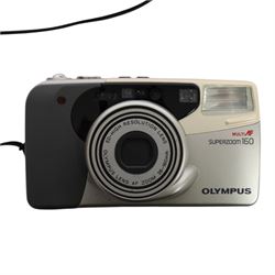 Five Olympus compact digital cameras, comprising Superzoom 800S, Camedia C-450 Zoom, Superzoom 160, XA3 and a boxed Camedia C-100