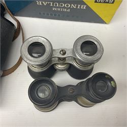 Pair of Asahi Pentax Prism binoculars, a pair of Dolland binoculars, other binoculars, including cased examples and a Miranda Pro 3 tripod