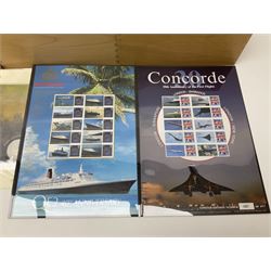 Coins and stamps, including The Royal Mint Great Britain 1970 coin set in plastic holder, 2006 'Brunel' coin cover containing two commemorative two pound coins, Alderney 2006 sterling silver proof five pounds, two 2007 five pound coins in card folders, two limited edition mint first class stamp sheets each comprised of ten first class stamps, various first day covers many with special postmarks housed in 'Royal Mail' boxes etc