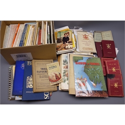  Box - cookery books, local history books and pamphlets for York, Ford car brochures, quantity of folding OS and Geographia maps, guide books etc  