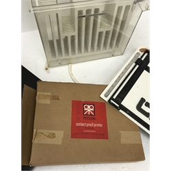 The Gamer enlarger, auto print washer, Paterson microfocus finder and Paterson contact proof printer 35mm