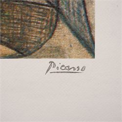 After Pablo Picasso (Spanish 1881-1973): Woman with Joined Hands, limited edition lithograph numbered 131/200 in pencil, with facsimile signature and blindstamp 70cm x 50cm (unframed)