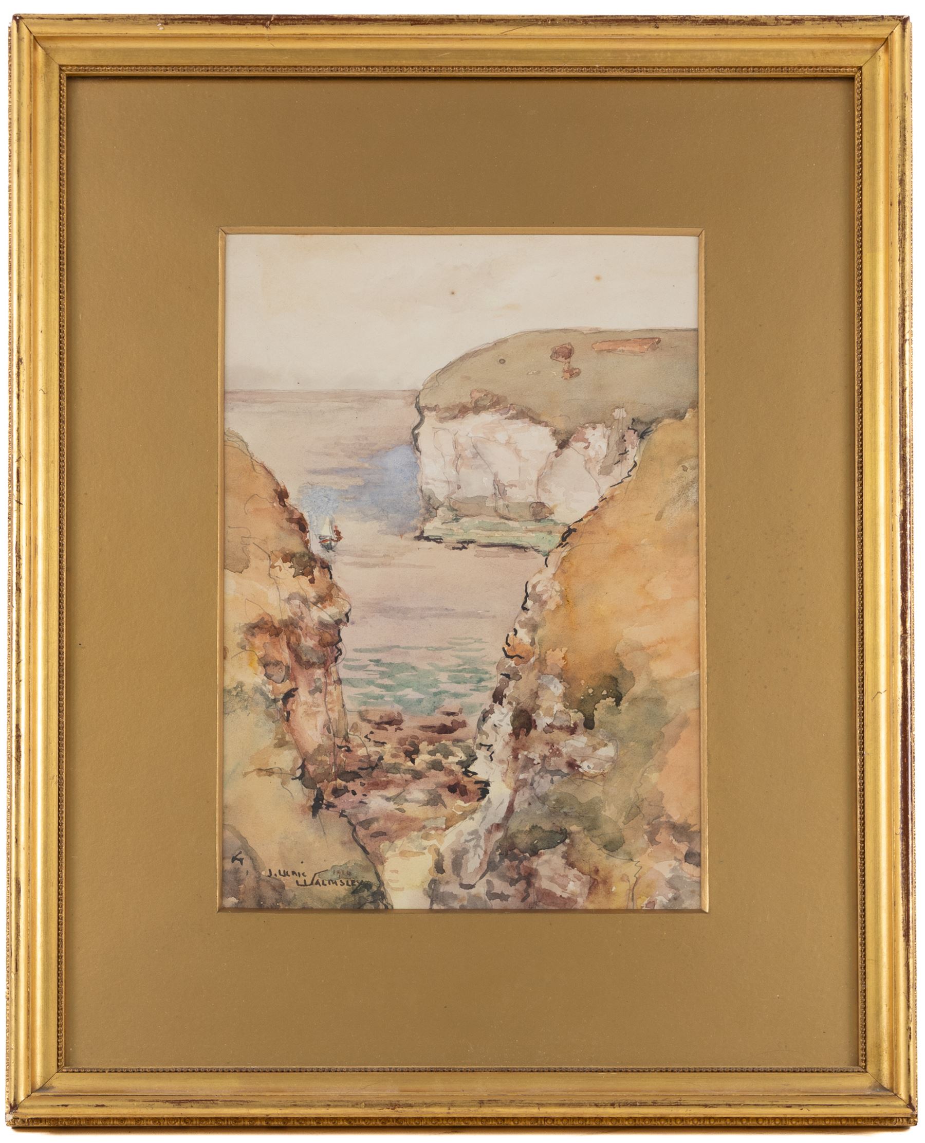James Ulric Walmsley (British 1860-1954): Cliffs at Flamborough Head, watercolour over pencil signed 26cm x 18cm