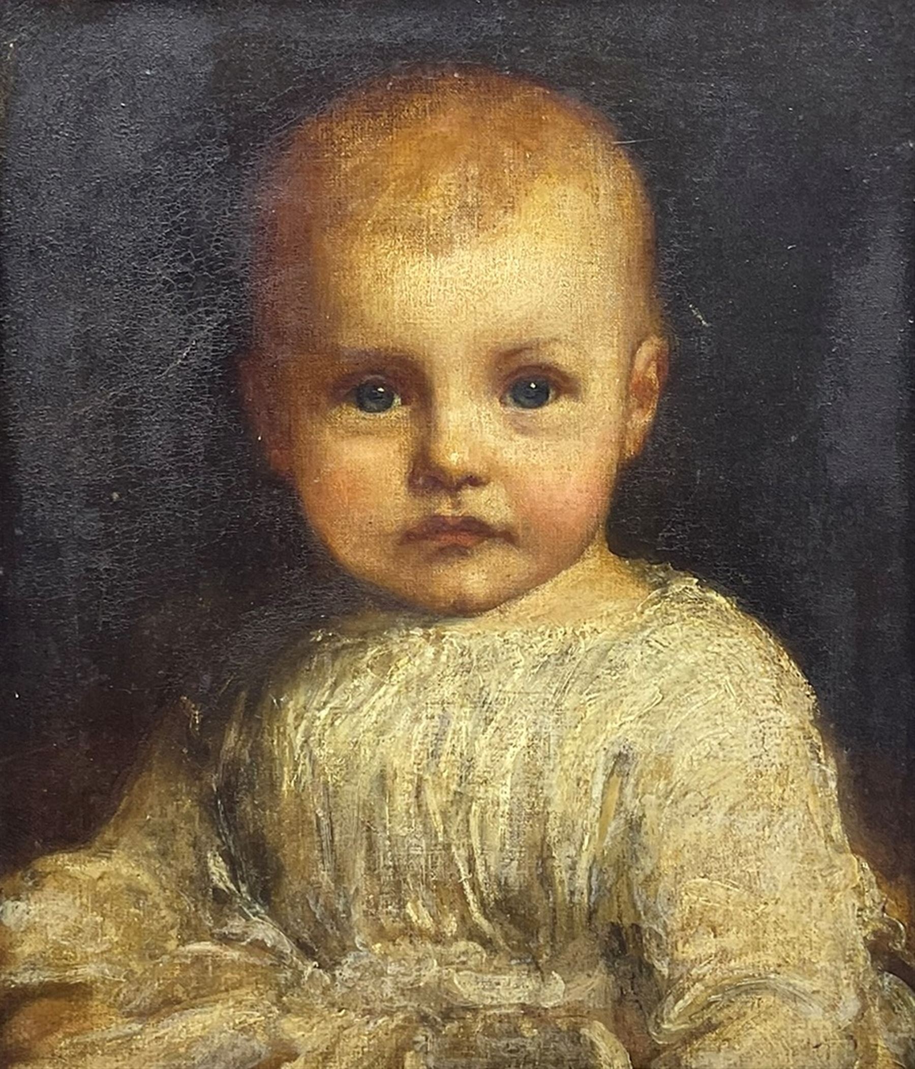 Circle of George Frederic Watts (British 1817-1904): Portrait of a Young Child, oil on canvas unsigned 34cm x 29cm