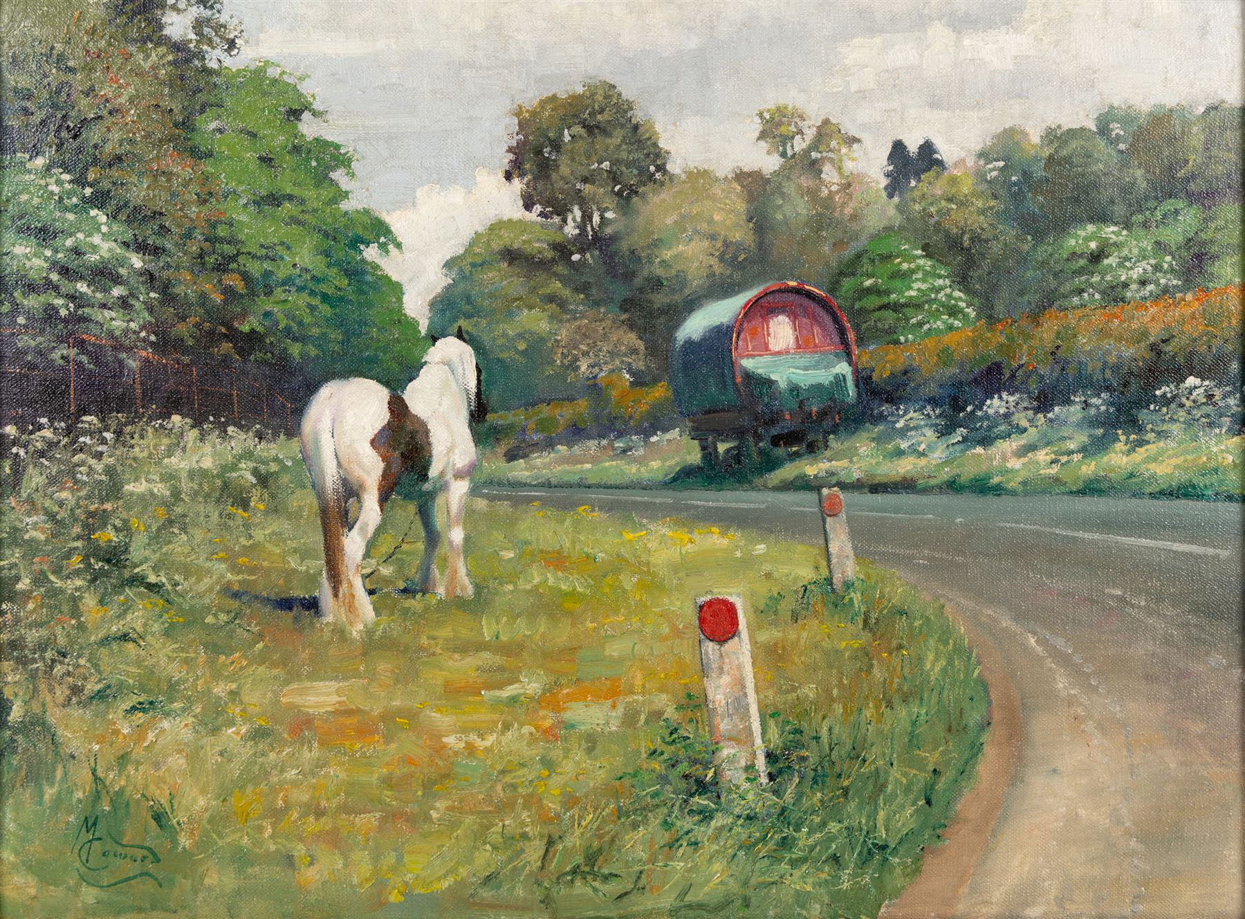 Malcolm Coward (British 1948-): Skewbald Horse, oil on canvas signed 44cm x 59.5cm