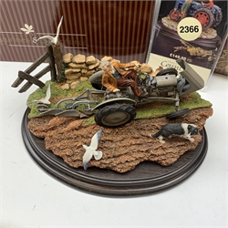 Four Country Artists figure groups comprising of limited edition The Railway Family by Paul Szeiler, model no 01738, 299/750, on wooden base with box, Job Done by Keith Sherwin, model no 02366, on wooden base with box, First Cut by Keith Sherwin, model no CA947, 99/850, on wooden base, The Last Furrow by Keith Sherwin, model no CA732 on wooden base. (4)