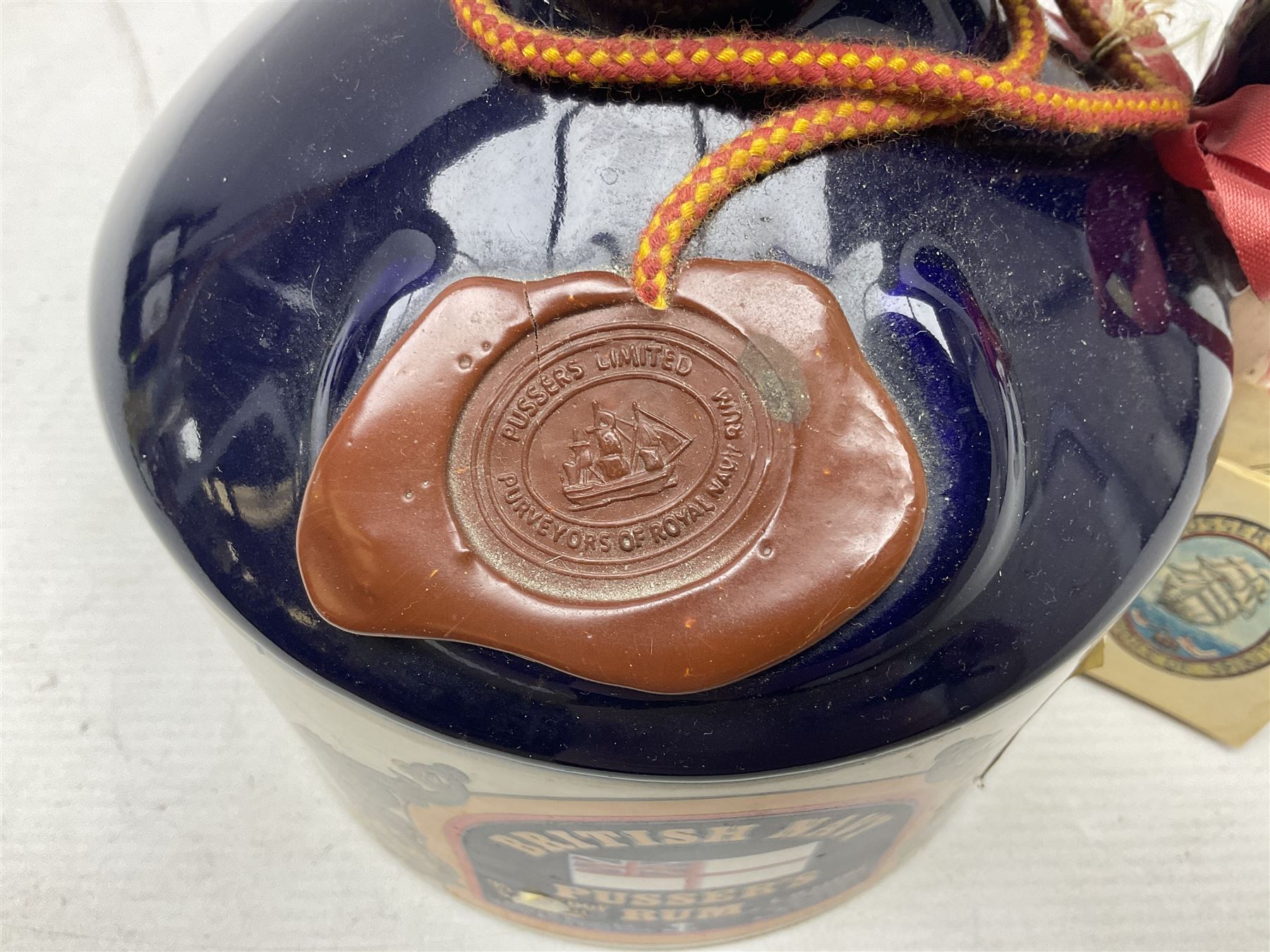 Pussers, British Navy rum, 1 litre, 95.5 proof, in a ceramic flagon