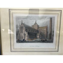 After William Henry Bartlett (British 1809-1854): 'St Canice Kilkenny' and 'Jerpoint Abbey' Ireland, pair engravings with hand colouring together with a print of the Bar Convent York max 21cm x 29cm (3)