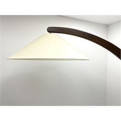 Ponsfords Sheffield - hardwood framed arc lamp on burnished metal circular base, with cream shade 