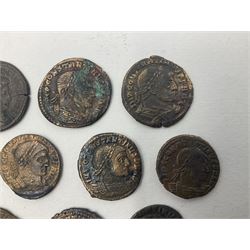 Roman Imperial Coinage, Constantine the Great (AD 306-337), twelve bronze folles of various mints; rev. Sol standing holding globe (12)