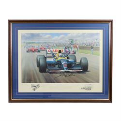 Signed limited edition Nigel Mansell print 'Victory', signed by Nigel Mansell and artist T...
