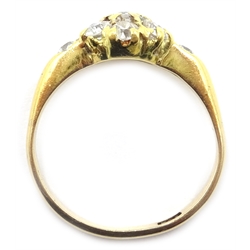  Gold old cut diamond cluster ring, stamped 18c  