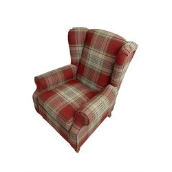 Next Home - wingback armchair, upholstered in checkered fabric 