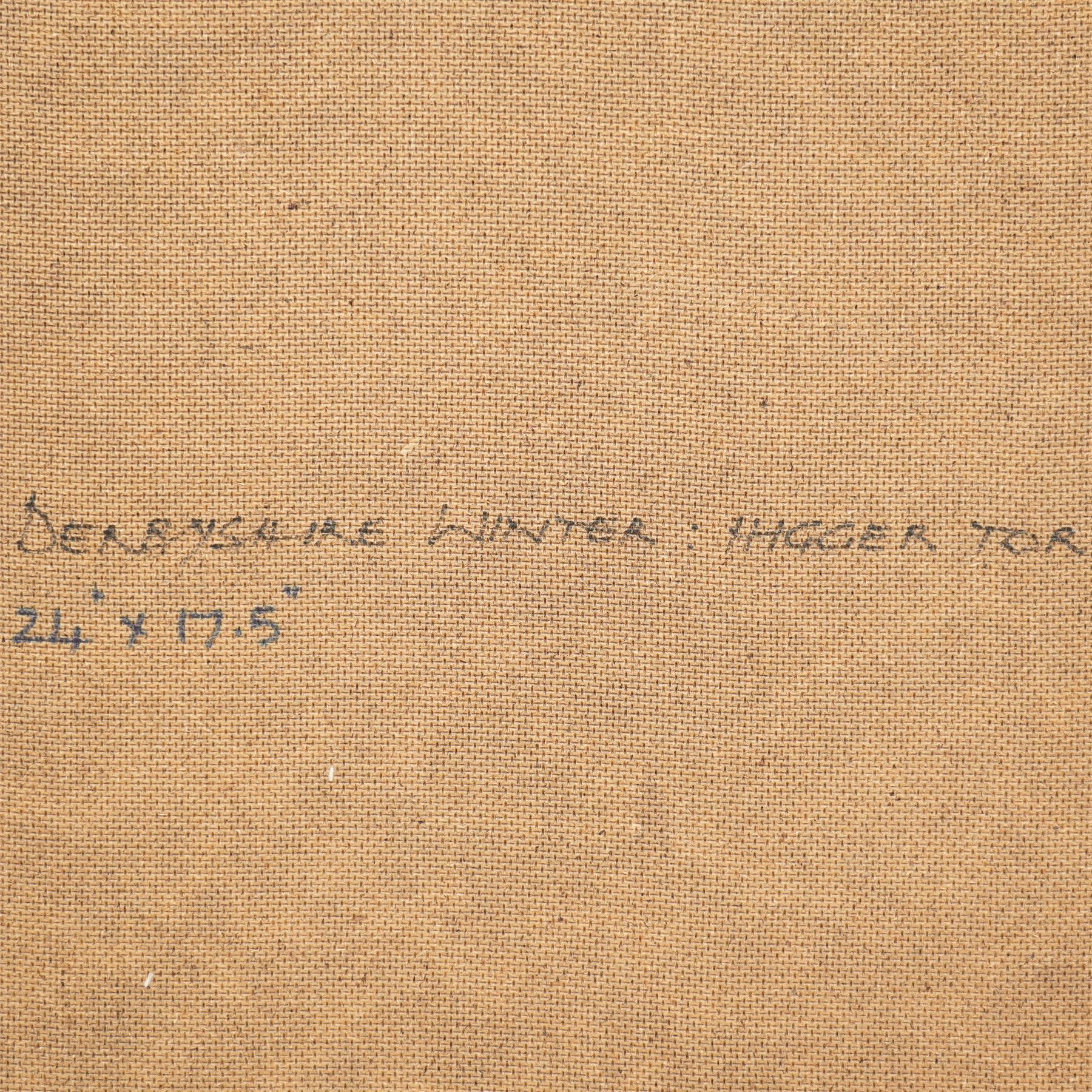 William Burns (Northern British 1923-2010): 'Derbyshire Winter - Higger Tor', oil on board signed, inscribed verso 45cm x 61cm (unframed)