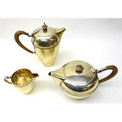  Silver three piece tea set by Elkington & Co Birmingham 1961 approx 42oz gross  