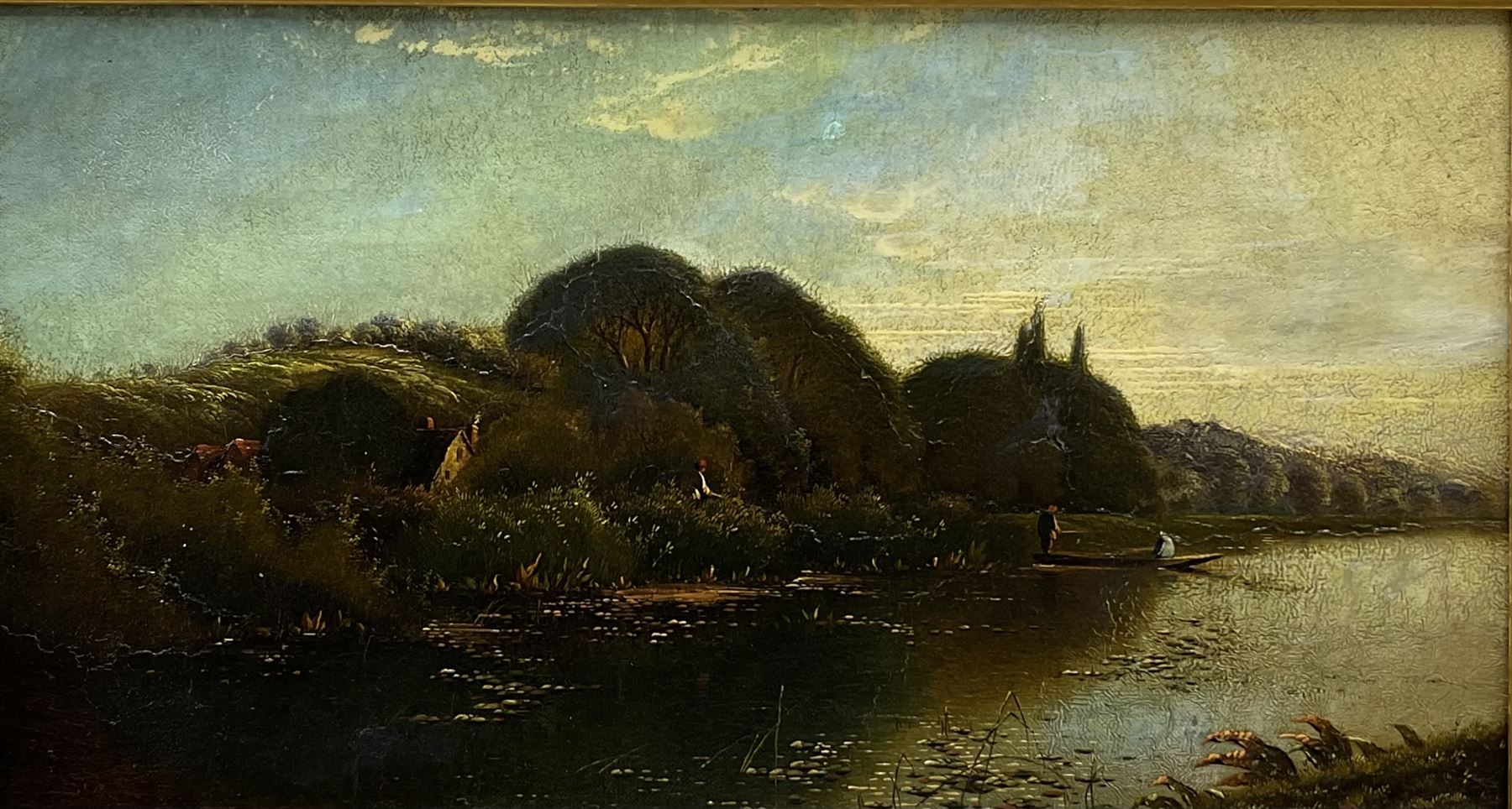 Edwin Henry Boddington (British 1836-1905): 'A Summer's Morning near Cookham on the Thames', oil on canvas signed, titled on stretcher 29cm x 55cm