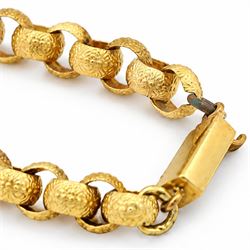 19th century gold belcher chain necklace, each link with flower head decoration