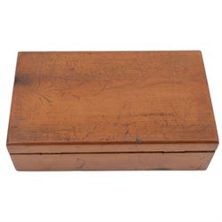 Horn powder flask, together with copper flask and a box of gun parts  