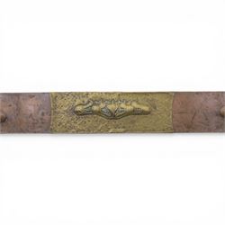 Arts and Crafts copper and brass hammered fire fender