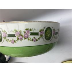 Spode Italian pattern dish, with a matching trinket dish, Royal Doulton poppy plate and other ceramics, together with a engraved footed metal bowl 