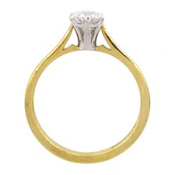 18ct gold single stone round brilliant cut diamond ring, hallmarked, diamond 0.51 carat, with GIA report 