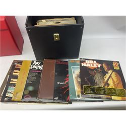 Quantity of assorted classical vinyl records in two carry cases, together with  the new book for knowledge, volumes one to ten