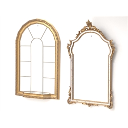  Gilt framed arched window mirror (W69cm, H103cm) and another ornate gilt framed mirror (W61cm, H104cm) (2)   