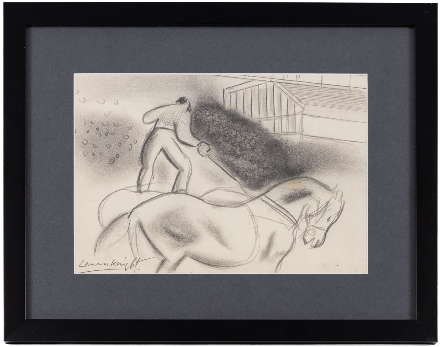 Dame Laura Knight (Staithes Group 1877-1970): Circus Performer Riding Two Horses, pencil signed 19cm x 28cm