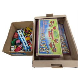 Bako construction kits and a collection of loose diecast vehicles
