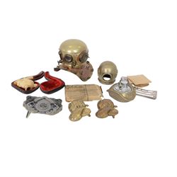 Diving collectables, including miniature brass and copper diving helmet, table lighter in ...