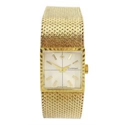 Cortébert 18ct gold ladies manual wind wristwatch, stamped 18K with Helvetia hallmark, on 9ct gold mesh bracelet, Birmingham 1964