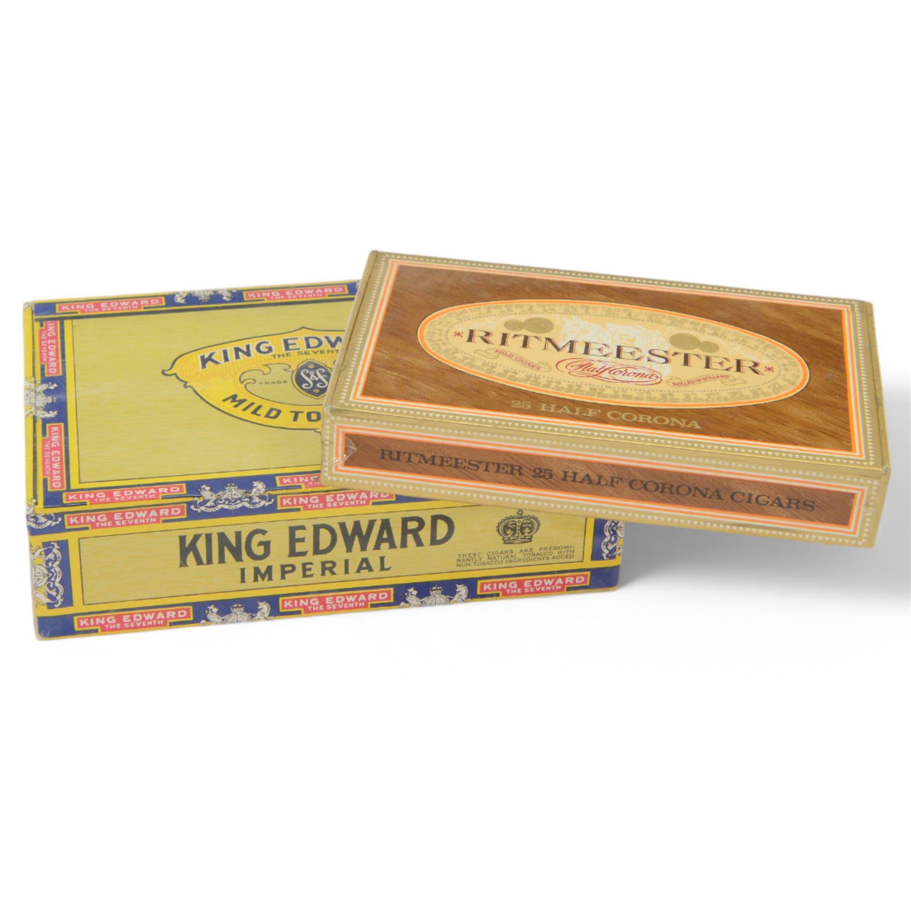 King Edward Imperial fifty cigars in sealed box, together with Ritmeester twenty five half corona cigars 