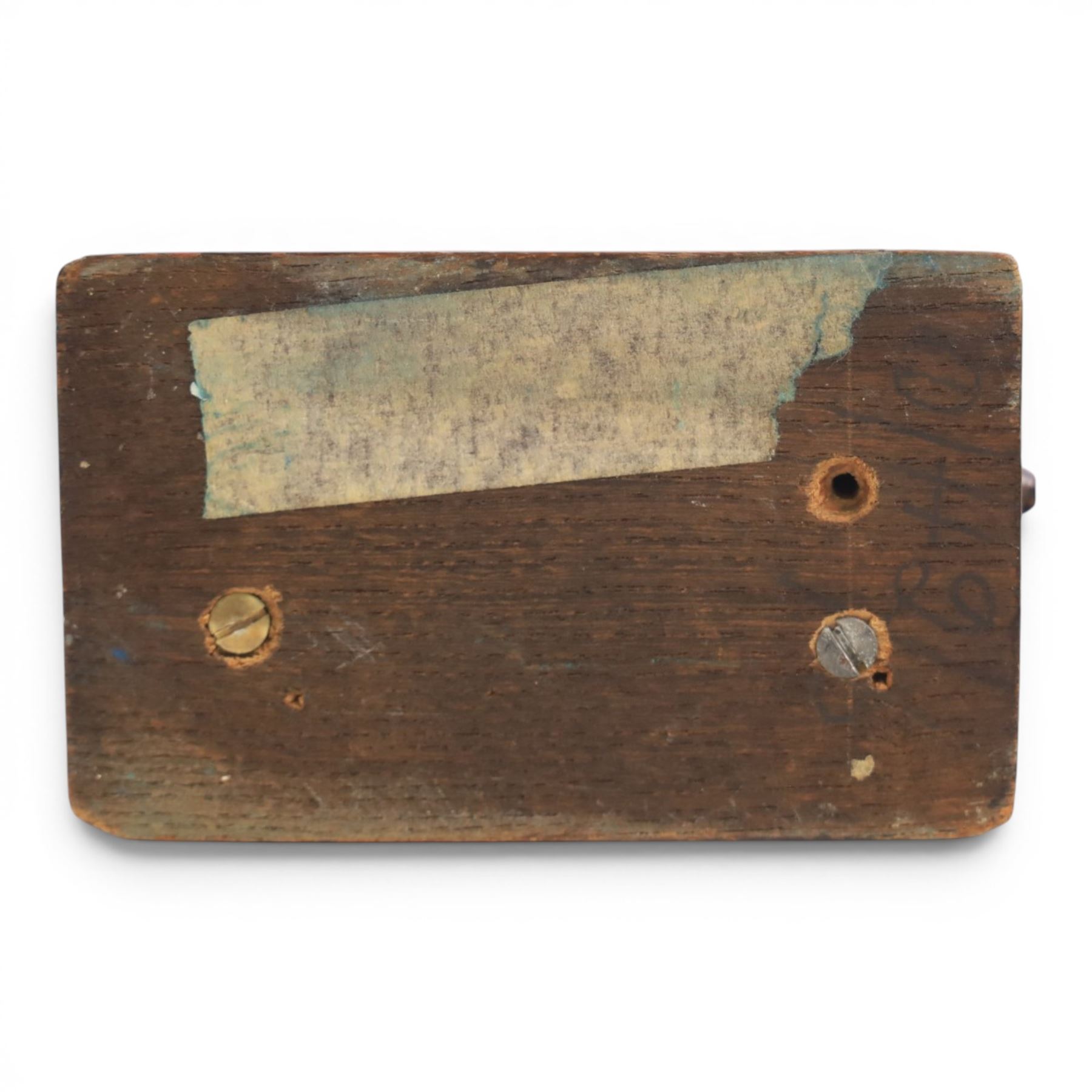 Early 20th century oak cased perpetual desk calendar, H7cm
