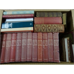  Everyman's Encyclopedia in 12 vols, The Story of the Great War in 11 vols, early 20th century cloth bound books, The Poetical Works of John Milton, leather bound, 1855, Folk Tales from Many Lands, The Nurse's Dictionary 1930, stamps and other ephemera in four boxes  