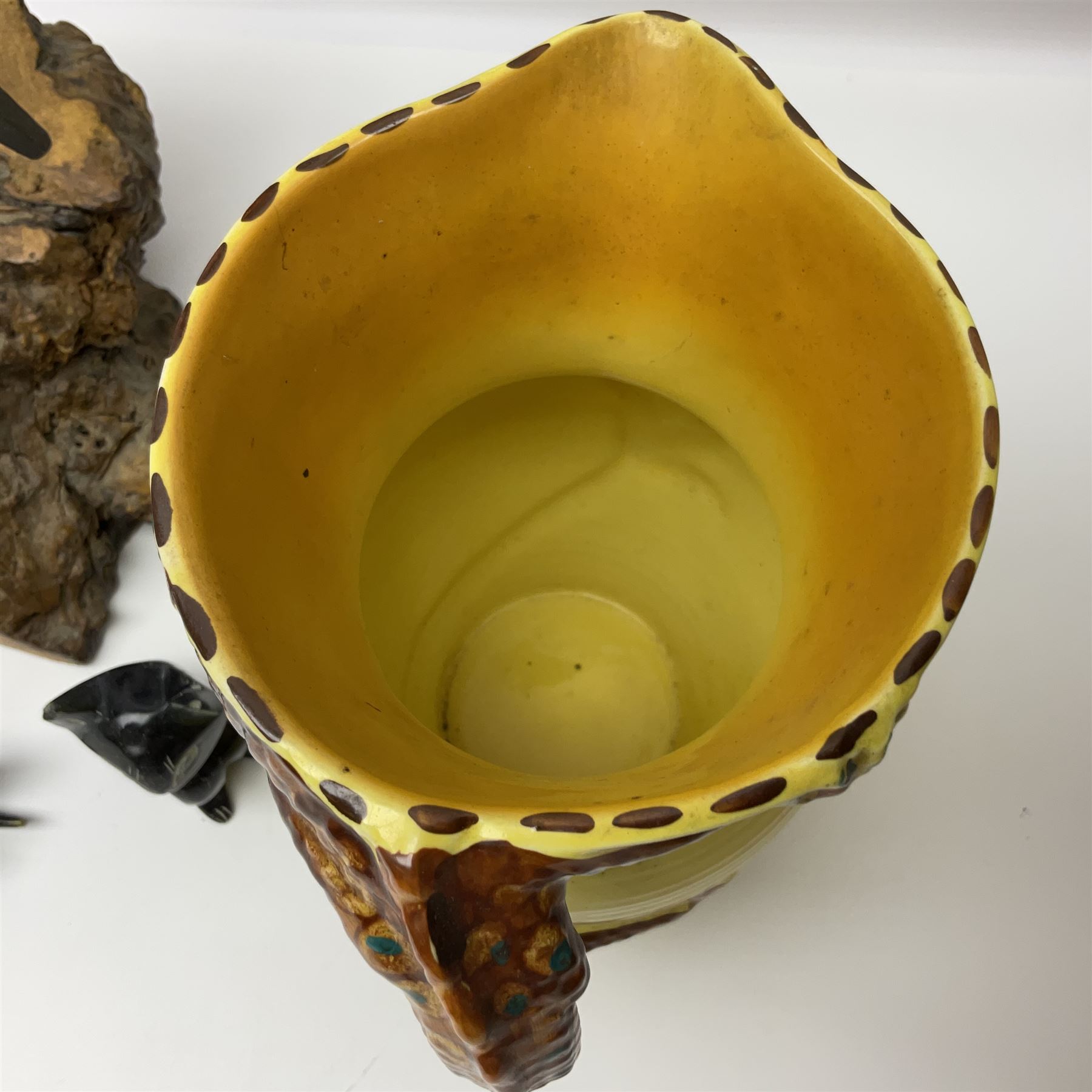 Bristol blue glass vase and goblet, together with Burleigh jug and other collectables